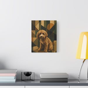 Trouw hart | Cockapoo-muurkunst, geometrische hondcanvasafdruk, hedendaagse huisdierkunstwerken, modern dierendecor, hondenliefhebber cadeau