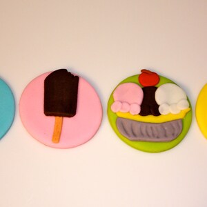 ICE CREAM SHOPPE, and Desserts  -  Fondant Cupcake, and Cookie Toppers - 1 Dozen
