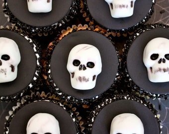 SKULLS  -  Fondant Cupcake Tops - 1 Dozen