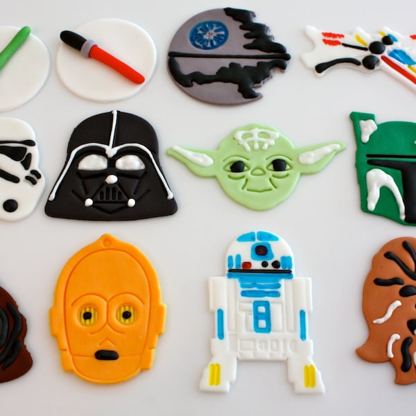 STAR WARS - Adornos de fondant para cupcakes y galletas - 1 docena