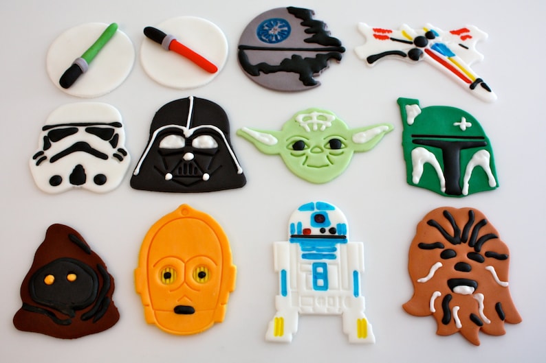 STAR WARS Fondant Cupcake, and Cookie Toppers 1 Dozen image 1