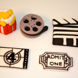 MOVIE LOVER-  Fondant Cupcake, and Cookie Toppers - 1 Dozen