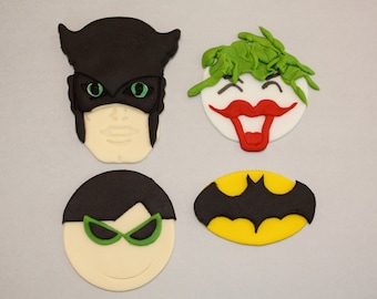 BATMAN ROBIN and JOKER Fondant Cupcake and Cookie Toppers - Etsy