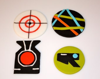 LASER TAG  -  Fondant Cupcake, and Cookie Toppers - 1 Dozen