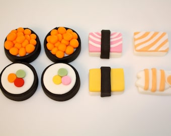 SUSHI LOVER-  Fondant Cupcake, and Cookie Toppers - 1/2 Dozen