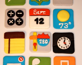 PHONE APPS  -  Fondant Cupcake, and Cookie Tops - 1 Dozen