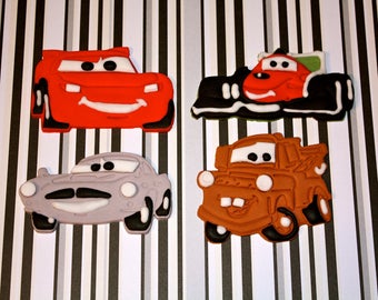 CARS AND FRIENDS  -  Fondant Cupcake, and Cookie Toppers - 1 Dozen