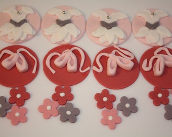 BALLET  -  Fondant Cupcake, and Cookie Toppers - 1 Dozen