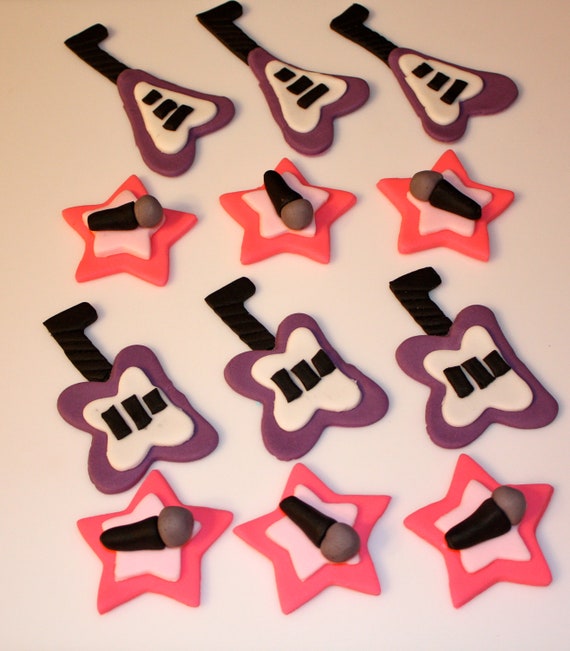 GUITAR ROCK STAR Music Fondant Cupcake and Cookie Toppers Etsy