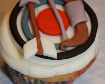 BOW, and ARROW ARCHERY - Cupcake, and Cookie Toppers - 1 Dozen