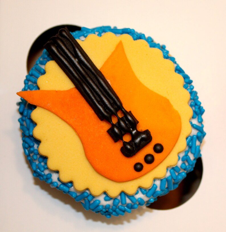 Fondant ROCK STAR GUITAR Cupcake and Cookie Toppers 1 Etsy