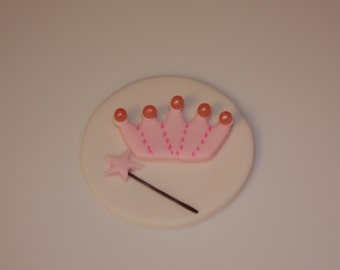 PRINCESS CROWN PARTY Fondant Cupcake, and Cookie Toppers - 1 Dozen