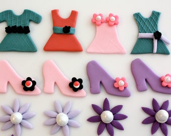 DRESS UP  -  Fondant Cupcake, and Cookie Toppers - 1 Dozen