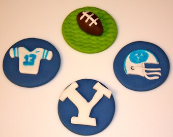 TEAM FOOTBALL FAN -  Fondant Cupcake, and Cookie Toppers - 1 Dozen