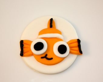 CLOWN FISH /  -  Fondant Cupcake, and Cookie Toppers - 1 Dozen