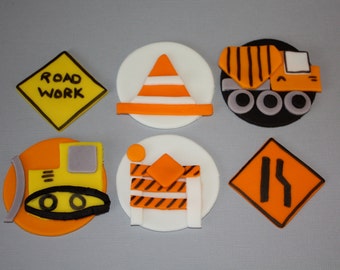 DUMP TRUCKS and CONSTRUCTION -  Fondant Cupcake Tops - 1 Dozen
