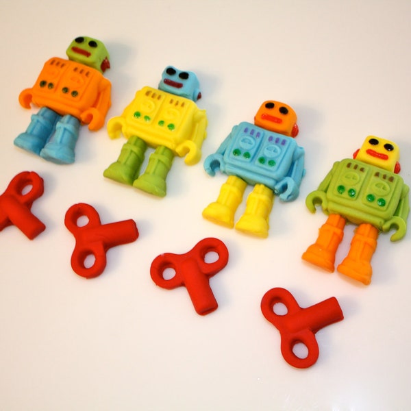 ROBOT -  Fondant Cupcake, and Cookie Toppers - 1 Dozen