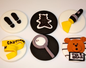 DETECTIVE CRIME SPY -  Fondant Cupcake, and Cookie Toppers - 1 Dozen