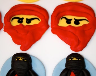 KARATE NINJA MEN -  Fondant Cupcake, and Cookie Toppers - 1 Dozen