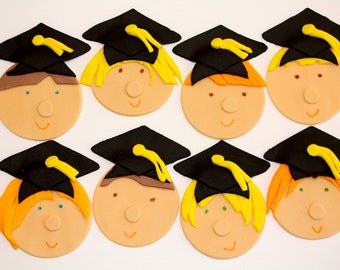 GRADUATION  -  Fondant Cupcake, and Cookie Toppers - 1 dozen