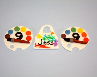 PAINTER PALLETT / ARTIST - Cupcake, and Cookie Toppers - 1 Dozen