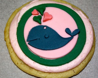 WHALE LOVER  -  Fondant Cupcake, and Cookie Toppers - 1 Dozen