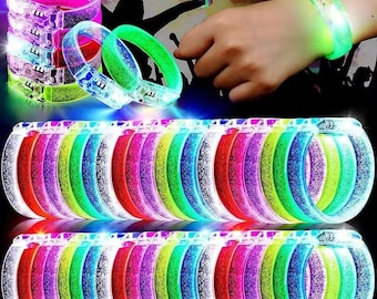 10 to 50PCS LED Light Up Bracelets Glow Wristbands for Concert Birthday Party Favor Accessories