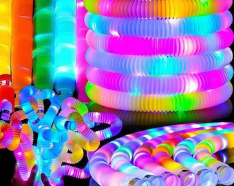 2PCS 6PCS 12PCS LED Flash Pop Tubes Expandable Light Up Bellows Party Prop Fidget Activity Accessory