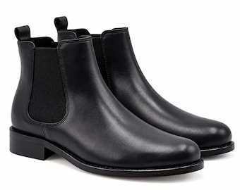 Klassieke zwarte leren Chelsea boots voor heren