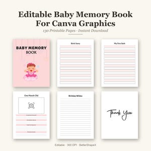 Editable Baby Memory Book For | Colorful Activity Pack | Instant Download | Printable PDF | Digital Download | Commercial Use OK