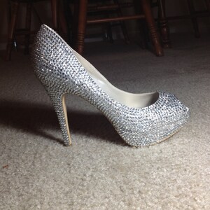 Crystallized Crystal Clear Peep Toe High Heels - Etsy