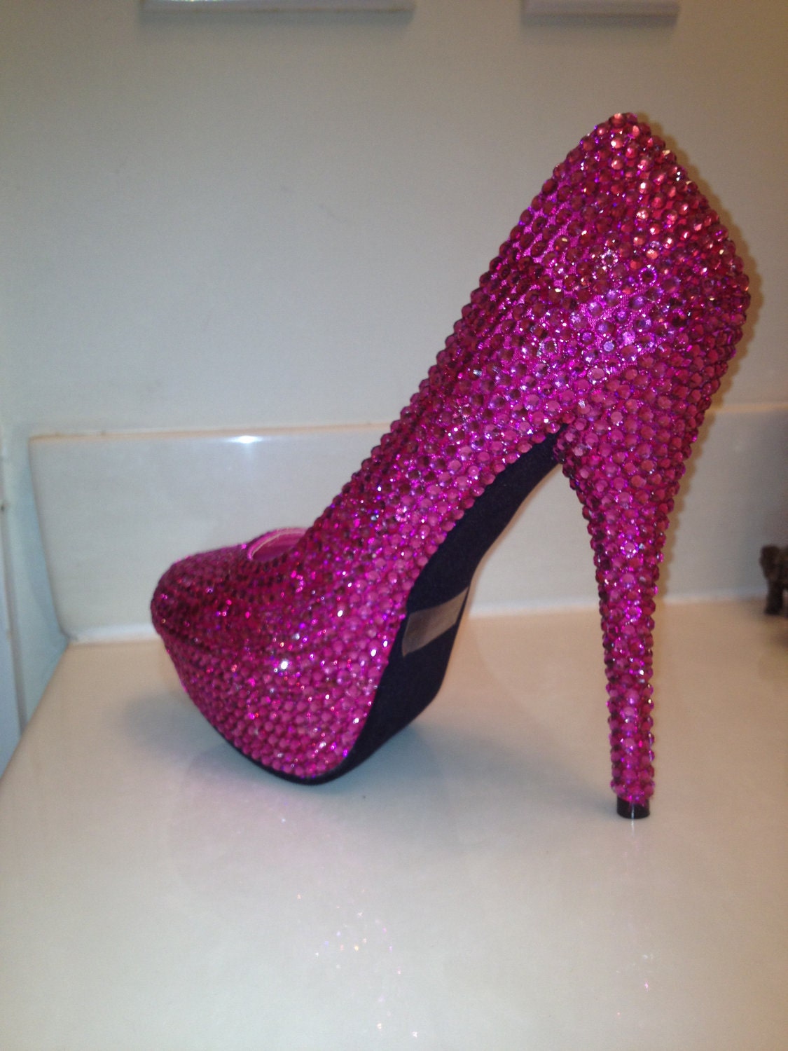 Fuchsia Crystallized High Heels Etsy