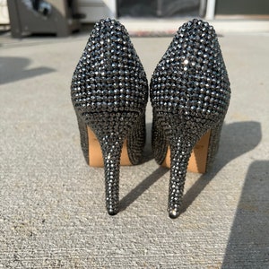 Crystallized Peep Toe High Heels image 6