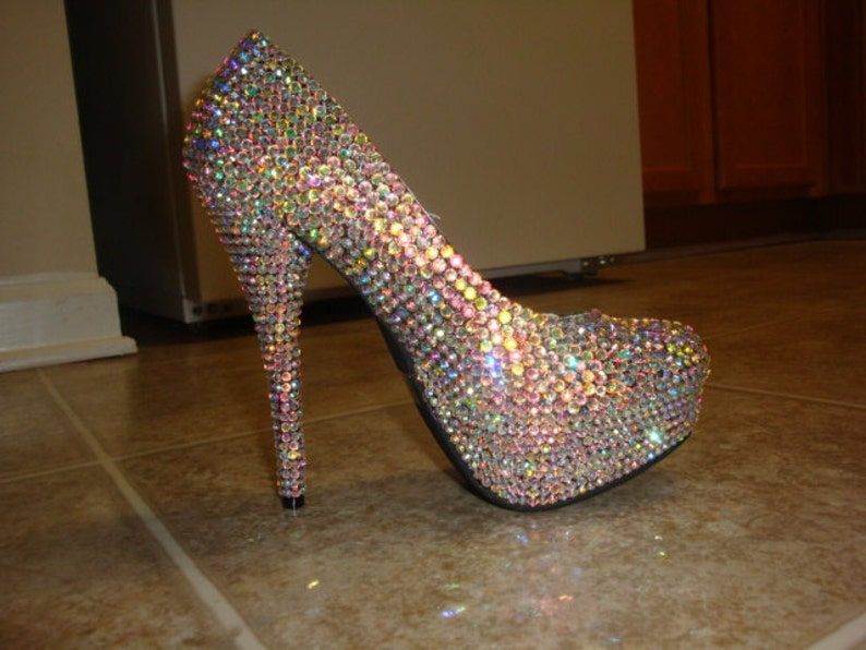 Crystal Clear Aurora Borealis Crystallized High Heels Etsy
