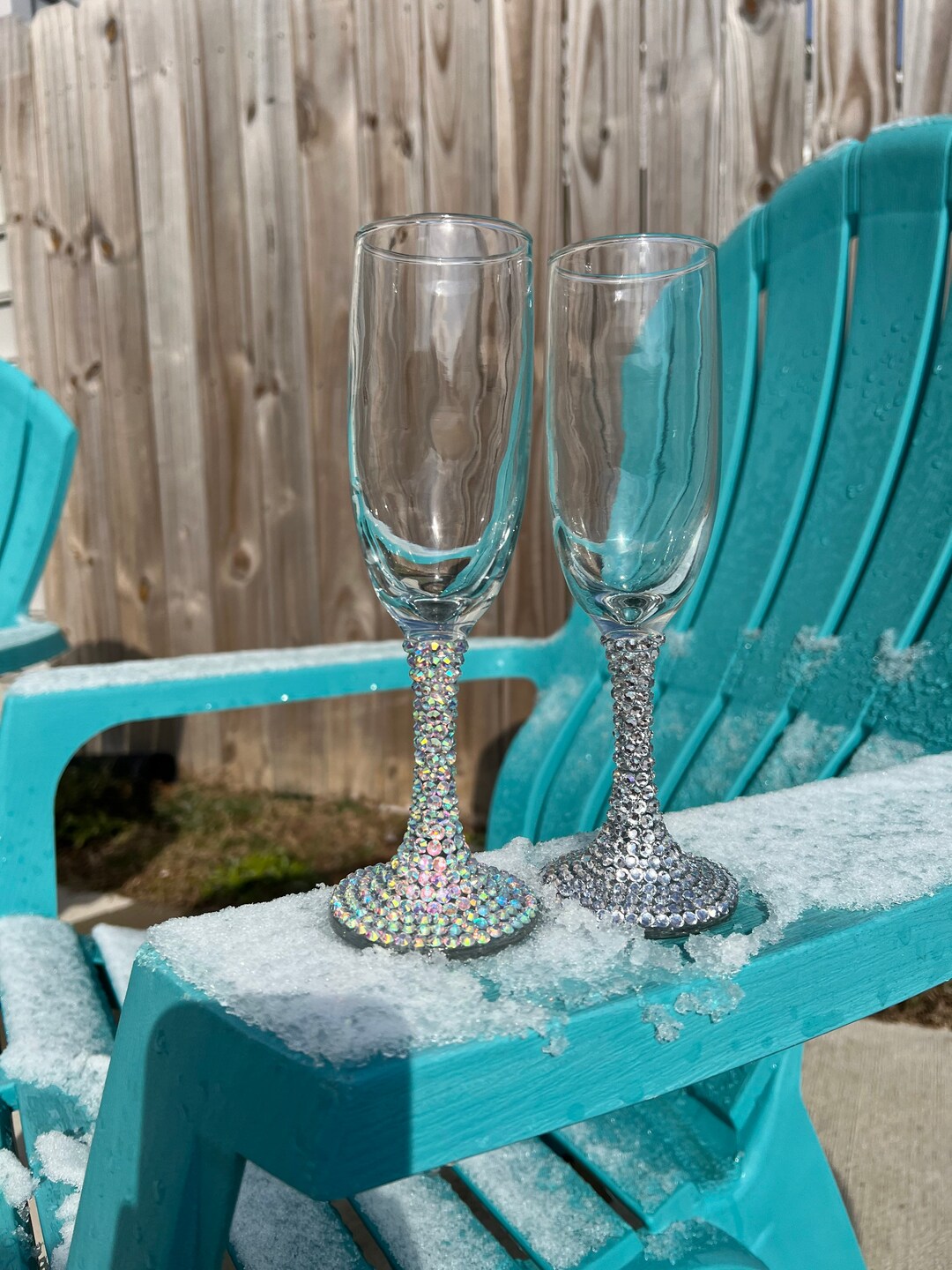 Crystallized Champagne/wine Glasses Set of 2 Etsy