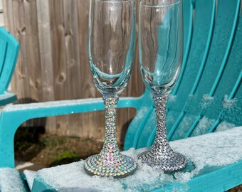 Crystallized Champagne/Wine Glasses Set of 2