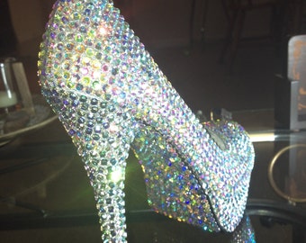 Crystallized Crystal Clear Aurora Borealis High Heels