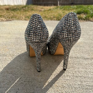 Crystallized Peep Toe High Heels image 3