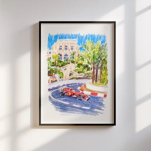 Ferrari Wall Art-F1 Formula 1 Monaco Racing Poster, Monaco F1 Car Print, Motorsport Racing Decor, Car Wall Art, Gifts for Him, F1 Gifts