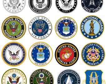 US Military Logo SVG png Bundle, Army Svg, Navy Svg, Air Force, Coast Guard Svg, Space Force SVG, Craft Badge, Patriotic svg