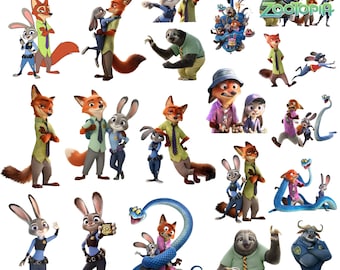 Zootopia 2 Cliparts Cartoon PNG Bundle, wall paper PNG Sublimation, Zootopia birthday shirt Party Designs, Zootopia 2 Layered Png