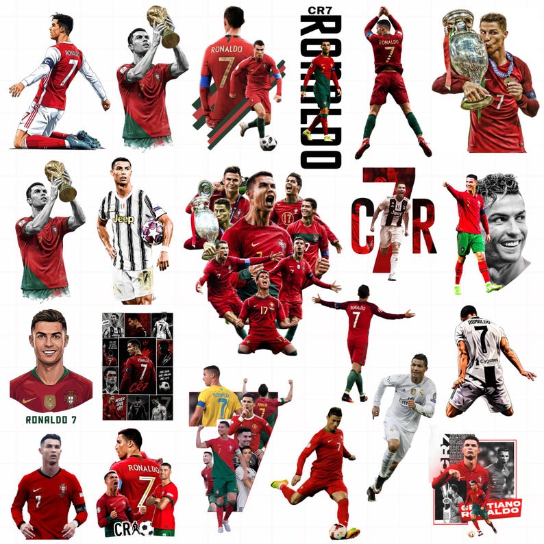 Cristiano Ronaldo Png bundle, Cristiano Ronaldo CR7 Clipart, Cristiano Ronaldo Portugal Real Madrid, Football Shirt Png, Soccer Png, Cricut image 1