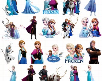 Frozen PNG Bundle, Frozen Clipart, Anna Elsa Olaf PNG, Princess Cartoon PNG Images, Frozen Birthday Clipart, Digital Download
