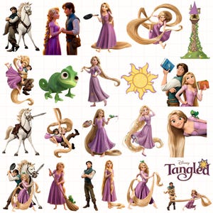 Puede incluir: Una colección de pegatinas de los personajes de Disney Enredados, incluyendo a Rapunzel con su largo cabello rubio, Flynn Rider, el caballo blanco Maximus y el camaleón verde Pascal. El set incluye varias poses, el emblema del sol y el logo de Disney Tangled.