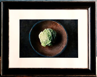 Food Art, Cabbage Still Life Photograph, Modern Farmhouse Kitchen