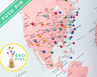 travel map with pins etsy