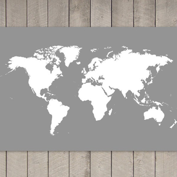 Gray Poster World Map Print - 39.4 in x 27.5 in - XLARGE