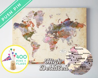 personalized travel map unique push pin map personalized world travel map with 240 pins and flags
