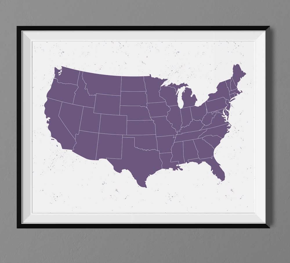 United States Color Map Custom Color United States Map Etsy