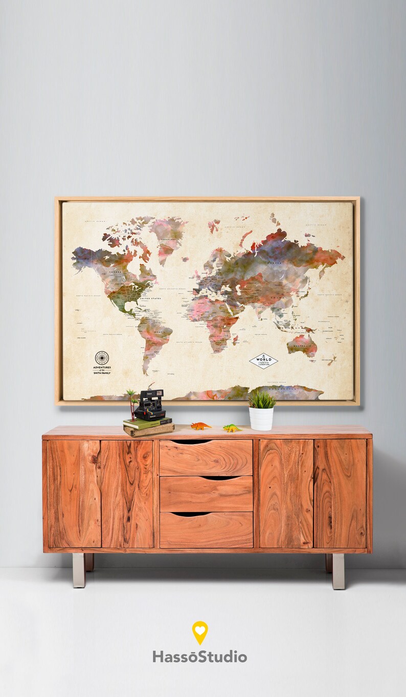Headboard World Map Push Pin Canvas Ready to Hang 240 Pins Etsy